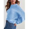 imageDokotoo Womens Casual Long Sleeve Sweaters Loose Crewneck Knit Solid Pullover Sweater Jumper TopsSky Blue