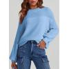 imageDokotoo Womens Casual Long Sleeve Sweaters Loose Crewneck Knit Solid Pullover Sweater Jumper TopsSky Blue