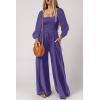 imageDokotoo Womens Casual Loose Overalls Jumpsuits One Piece Long Sleeve Wide Leg Long Pant Rompers With PocketsTillandsia Purple