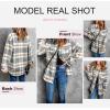 imageDokotoo Womens Casual Plaid Button Down Long Sleeve Shirts Flannel Shacket Jacket CoatsA Brown