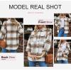 imageDokotoo Womens Casual Plaid Button Down Long Sleeve Shirts Flannel Shacket Jacket CoatsA Khaki