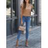 imageDokotoo Womens Casual Ruffle Short Sleeve Tops Cute Solid Color Knit Ribbed T Shirts BlousesAapricot Khaki