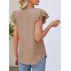 imageDokotoo Womens Casual Ruffle Short Sleeve Tops Cute Solid Color Knit Ribbed T Shirts BlousesAapricot Khaki