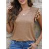imageDokotoo Womens Casual Ruffle Short Sleeve Tops Cute Solid Color Knit Ribbed T Shirts BlousesAapricot Khaki