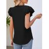 imageDokotoo Womens Casual Ruffle Short Sleeve Tops Cute Solid Color Knit Ribbed T Shirts BlousesAblack