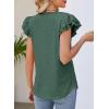 imageDokotoo Womens Casual Ruffle Short Sleeve Tops Cute Solid Color Knit Ribbed T Shirts BlousesAblackish Green