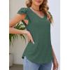 imageDokotoo Womens Casual Ruffle Short Sleeve Tops Cute Solid Color Knit Ribbed T Shirts BlousesAblackish Green