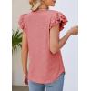 imageDokotoo Womens Casual Ruffle Short Sleeve Tops Cute Solid Color Knit Ribbed T Shirts BlousesAcoral Paradise