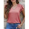 imageDokotoo Womens Casual Ruffle Short Sleeve Tops Cute Solid Color Knit Ribbed T Shirts BlousesAcoral Paradise
