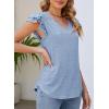 imageDokotoo Womens Casual Ruffle Short Sleeve Tops Cute Solid Color Knit Ribbed T Shirts BlousesAlight Sky Blue