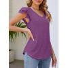 imageDokotoo Womens Casual Ruffle Short Sleeve Tops Cute Solid Color Knit Ribbed T Shirts BlousesApurple