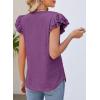 imageDokotoo Womens Casual Ruffle Short Sleeve Tops Cute Solid Color Knit Ribbed T Shirts BlousesApurple
