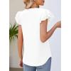 imageDokotoo Womens Casual Ruffle Short Sleeve Tops Cute Solid Color Knit Ribbed T Shirts BlousesAwhite