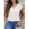 imageDokotoo Womens Casual Ruffle Short Sleeve Tops Cute Solid Color Knit Ribbed T Shirts BlousesAwhite