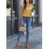 imageDokotoo Womens Casual Ruffle Short Sleeve Tops Cute Solid Color Knit Ribbed T Shirts BlousesBeige