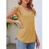 imageDokotoo Womens Casual Ruffle Short Sleeve Tops Cute Solid Color Knit Ribbed T Shirts BlousesBeige