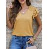 imageDokotoo Womens Casual Ruffle Short Sleeve Tops Cute Solid Color Knit Ribbed T Shirts BlousesBeige
