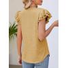 imageDokotoo Womens Casual Ruffle Short Sleeve Tops Cute Solid Color Knit Ribbed T Shirts BlousesBeige