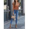imageDokotoo Womens Casual Ruffle Short Sleeve Tops Cute Solid Color Knit Ribbed T Shirts BlousesChestnut