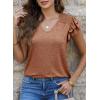 imageDokotoo Womens Casual Ruffle Short Sleeve Tops Cute Solid Color Knit Ribbed T Shirts BlousesChestnut