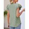 imageDokotoo Womens Casual Ruffle Short Sleeve Tops Cute Solid Color Knit Ribbed T Shirts BlousesGrass Green