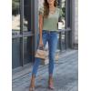 imageDokotoo Womens Casual Ruffle Short Sleeve Tops Cute Solid Color Knit Ribbed T Shirts BlousesGrass Green