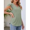 imageDokotoo Womens Casual Ruffle Short Sleeve Tops Cute Solid Color Knit Ribbed T Shirts BlousesGrass Green