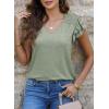 imageDokotoo Womens Casual Ruffle Short Sleeve Tops Cute Solid Color Knit Ribbed T Shirts BlousesGrass Green