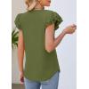 imageDokotoo Womens Casual Ruffle Short Sleeve Tops Cute Solid Color Knit Ribbed T Shirts BlousesGuacamole Green