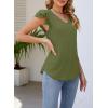 imageDokotoo Womens Casual Ruffle Short Sleeve Tops Cute Solid Color Knit Ribbed T Shirts BlousesGuacamole Green