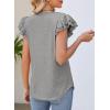 imageDokotoo Womens Casual Ruffle Short Sleeve Tops Cute Solid Color Knit Ribbed T Shirts BlousesMedium Grey
