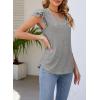 imageDokotoo Womens Casual Ruffle Short Sleeve Tops Cute Solid Color Knit Ribbed T Shirts BlousesMedium Grey