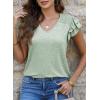 imageDokotoo Womens Casual Ruffle Short Sleeve Tops Cute Solid Color Knit Ribbed T Shirts BlousesMoonlight Jade
