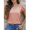 imageDokotoo Womens Casual Ruffle Short Sleeve Tops Cute Solid Color Knit Ribbed T Shirts BlousesPeach Blossom