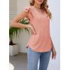 imageDokotoo Womens Casual Ruffle Short Sleeve Tops Cute Solid Color Knit Ribbed T Shirts BlousesPeach Blossom