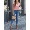 imageDokotoo Womens Casual Ruffle Short Sleeve Tops Cute Solid Color Knit Ribbed T Shirts BlousesPink