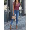 imageDokotoo Womens Casual Ruffle Short Sleeve Tops Cute Solid Color Knit Ribbed T Shirts BlousesRed Dahlia