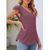 imageDokotoo Womens Casual Ruffle Short Sleeve Tops Cute Solid Color Knit Ribbed T Shirts BlousesRed Dahlia