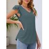 imageDokotoo Womens Casual Ruffle Short Sleeve Tops Cute Solid Color Knit Ribbed T Shirts BlousesSea Green