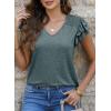 imageDokotoo Womens Casual Ruffle Short Sleeve Tops Cute Solid Color Knit Ribbed T Shirts BlousesSea Green