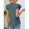 imageDokotoo Womens Casual Ruffle Short Sleeve Tops Cute Solid Color Knit Ribbed T Shirts BlousesSea Green