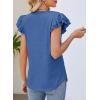 imageDokotoo Womens Casual Ruffle Short Sleeve Tops Cute Solid Color Knit Ribbed T Shirts BlousesSky Blue