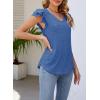 imageDokotoo Womens Casual Ruffle Short Sleeve Tops Cute Solid Color Knit Ribbed T Shirts BlousesSky Blue