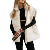 imageDokotoo Womens Casual Winter Oversized Puffer Vest Stand Collar Flysleeve Insulated Padded Puffy Jackets Coat with PocketsApricot