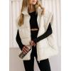 imageDokotoo Womens Casual Winter Oversized Puffer Vest Stand Collar Flysleeve Insulated Padded Puffy Jackets Coat with PocketsApricot