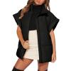 imageDokotoo Womens Casual Winter Oversized Puffer Vest Stand Collar Flysleeve Insulated Padded Puffy Jackets Coat with PocketsBlack