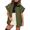 imageDokotoo Womens Casual Winter Oversized Puffer Vest Stand Collar Flysleeve Insulated Padded Puffy Jackets Coat with PocketsGreen