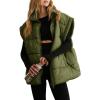imageDokotoo Womens Casual Winter Oversized Puffer Vest Stand Collar Flysleeve Insulated Padded Puffy Jackets Coat with PocketsGreen