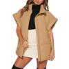 imageDokotoo Womens Casual Winter Oversized Puffer Vest Stand Collar Flysleeve Insulated Padded Puffy Jackets Coat with PocketsKhaki