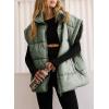 imageDokotoo Womens Casual Winter Oversized Puffer Vest Stand Collar Flysleeve Insulated Padded Puffy Jackets Coat with PocketsLight Green